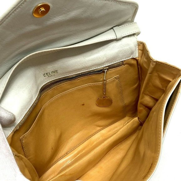 CELINE MacadamHardware vintage 2way Crossbody Shoulder Bag White/GoldHardware - Picture 6 of 12